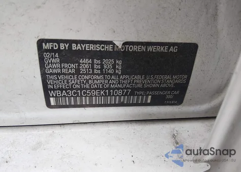 2014 BMW 328I from USA, damaged, VIN WBA3C1C59EK110877